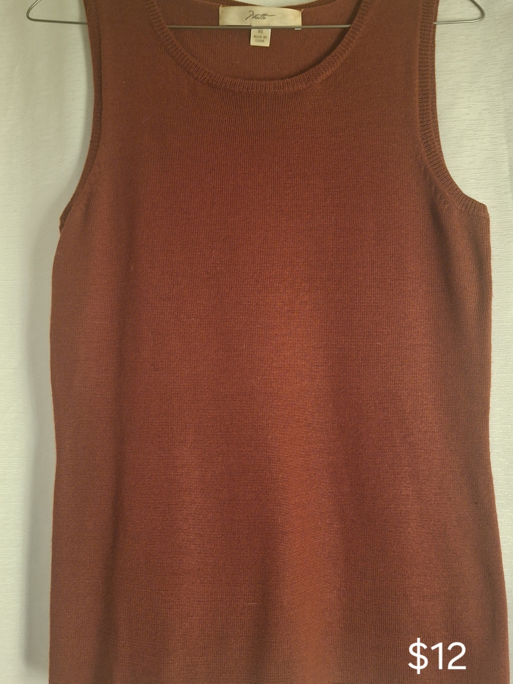Rust Sleeveless Knit Tank Top